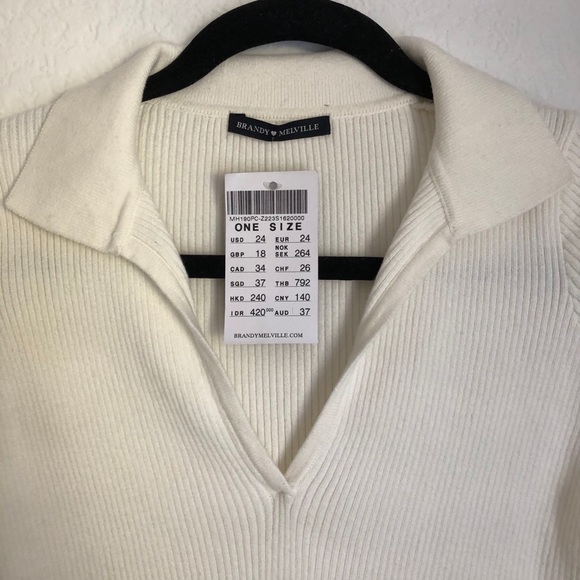 BRANDY MELVILLE BROOKE Top Ribbed collar knit OS - Picture 3 of 7